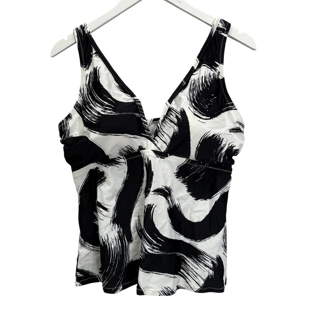 Raisins Curve Tanzania V-Neck Tankini Top Size 16W Black White New